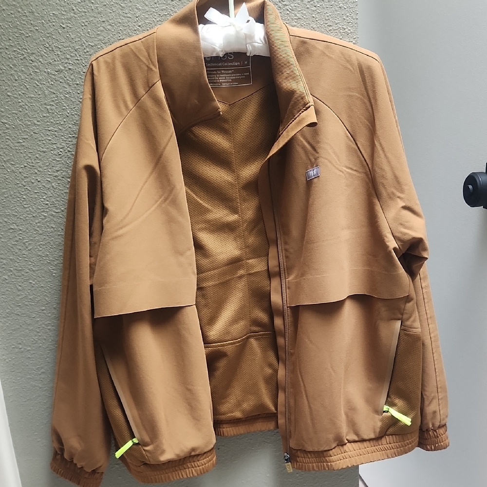FIGS EARTH Brown Zip-Up Scrub Jacket